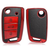 ▫ Remote Cover For Volkswagen Polo Golf MK7 Skoda Octavia Karoq Seat Leon Ateca Ibiza Keyless Case Fob Protection TPU Leather Skin