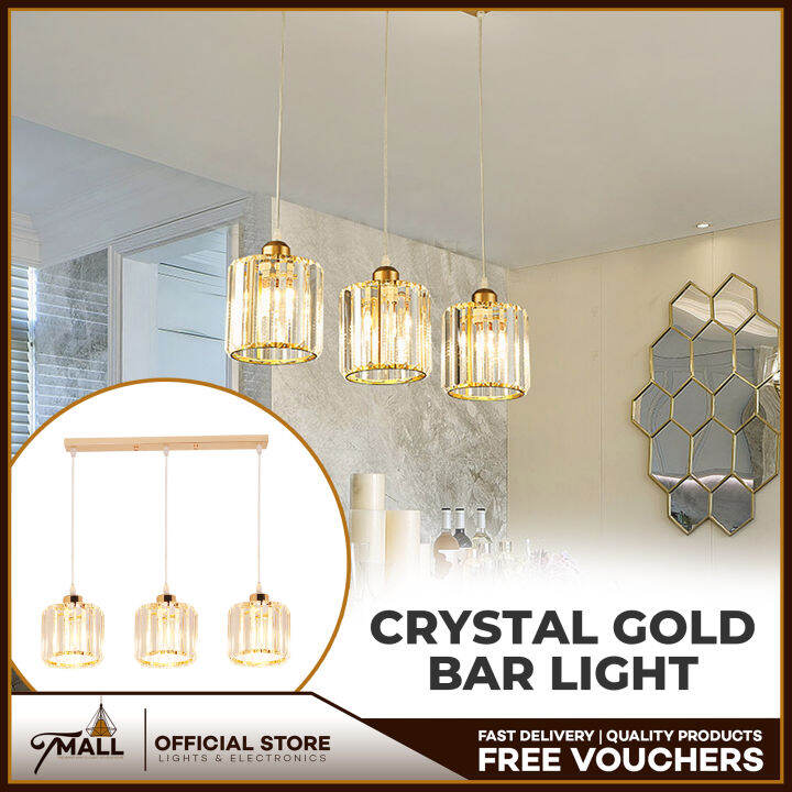 TMALL Crystal Gold Bar Light Chandelier Three Creative Personality Bar