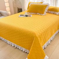 【Ready】? Princess Wind Lace Bed Cover Three-piece Set Washed Cotton Tatami Thick Padded Sheet Bed Cover Non-slip Four Seasons Universal