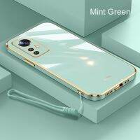 Xiaomi 12 Pro Mi 12Pro เคส TPU นิ่มเคลือบเงาขอบสี่เหลี่ยมหรูหราพร้อมสายคล้อง