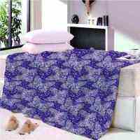 Purple Butterfly interspersed 3D worm Plush Fleece Blanket picnic