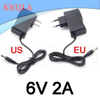 QKKQLA 6V 2A 2000ma AC DC Power supply Adapter plug Converter Charger plug For LED Strip Light CCTV Switch 5.5x2.5mm US/EU 100V-240V