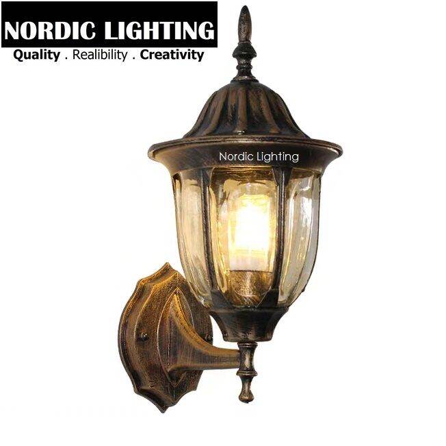 Set With 12W LED BULB Antique Bronze Lampu Hiasan Dinding Outdoor Wall ...