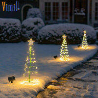 Vimite LED ไฟคริสมาส โซล่า ไฟต้นคริสต์มาส ไฟตกแต่งในสวน Outdoor Waterproof Color Changing Stars ไฟประดับโซล่าเซล Festive Atmosphere Lamp for House Garden Lawn Park