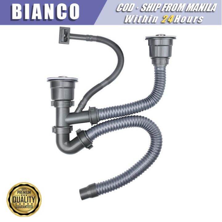 Stainless Steel Double Sink Drainer With Drainage Hose Kitchen Sink 