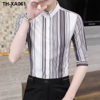 the mens silk sleeve summer advanced of wash and thin section 5 minutes short shirts men leisure stripe cultivate ones morality