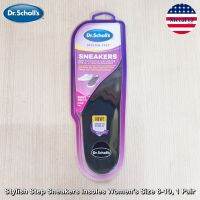 Dr.Scholls® Stylish Step Sneakers Insoles Womens Size 6-10, 1 Pair แผ่นรอง รองเท้า สำหรับรองเท้าผ้าใบ ลดความเมื่อยล้าแ