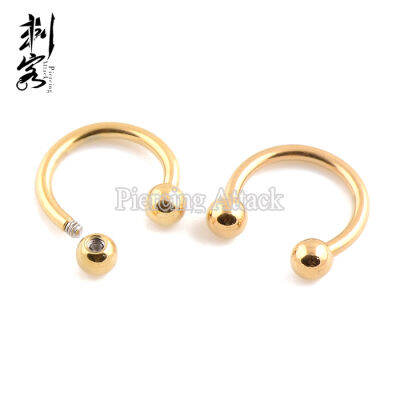 14 Gauge Titanium Anodized Ball Horseshoe Circular Barbell 1.6*10*4mm Body Jewelry