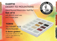 DANIEL SMITH Hand Poured Watercolor Half Pan Set, Earth – Desert to Mountains (6 half pan) W285650002