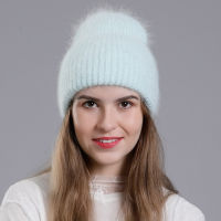 CNTANG 2021 Winter Hat Fashion Real Rabbit Fur Hats For Women Warm Skullies Beanies With Sequins High Flanging Knitted Caps