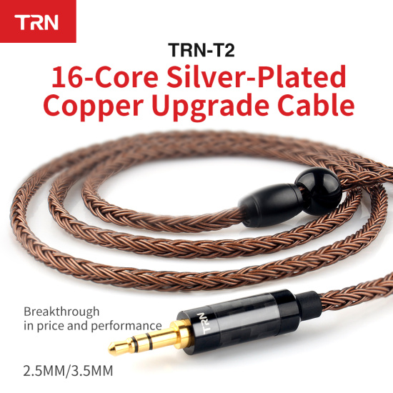 Trn t2 16 core silver plated hifi upgrade cable3.5 2.5mm plug mmcx 2pin - ảnh sản phẩm 4