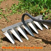 【Ready Stock】 ❁✚◈ D50 Hoe Weeding Rake Farm Tool Weeding and Turning The Ground Loose Soil Artifact Nail Rake Tool Artifact Harrow Agricultural Tools