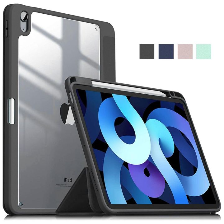 ProCase for iPad 10th Generation Case with Pencil Holder 2022 iPad 10.9 inch Case, Clear Transparent Back Shell Trifold Protective Cases Smart Cover