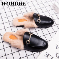 Designer Slippers Mens Fur Mules Plush Shoes Mens Winter 2021 New Plush Flat Bottom Lazy Slip On Slippers Cotton Half Shoes