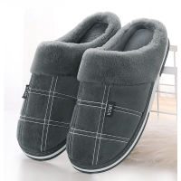 Plus size Men slippers Winter with fur slippers Indoor Lattice home Antiskid Suede Male slipper Plush Cofy House slippers 2021