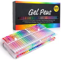 【LZ】✱▣  100 cores conjunto de canetas de gel caneta de gel de brilho para livros de colorir adultos diários desenho a rabiscar marcador de arte