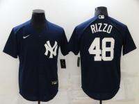 high-quality The Yankees Yankees 48 RIZZO breathable shirts cardigan embroidery short-sleeved summer American baseball uniform