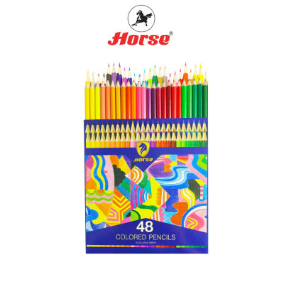 Horse ตราม้า ดินสอสีไม้ยาว 48 สี NEW SUPERIOR SERIES HG-48 จำนวน 1 กล่อง