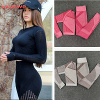 Hollow Out Sports Shirts Seamless Crop Tops Long Sleeve Fitness Yoga Shirts Gym Workout Sports Tops Fitness Sports Tops Women