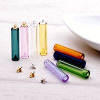 SNASAN 2ชิ้นสวนในขวดแก้วสีตัวกระจายน้ำหอมจี้สร้อยคอขวดเครื่องรางเติมได้พร้อมฝาลูกปัดเครื่องประดับ