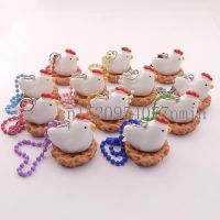 【DT】Cute Chicken Egg Laying Hens Keychain Chicken Nest Bead chain Keychain Resin Chicken Keyring Kitsch/Kawaii/Sweet/Kitsch hot