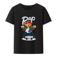 Cartoon Bear Rap Style with Tape Recorder Graphic T Shirts Men Women Hip-hop Popular Hipster Tops Creative Fashion Streetwear