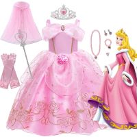 【jeansame dress】 Disney Halloween Aurora Princess Costume For Kids Girls Cosplay Sleeping Beauty Carnival Party Dresses เสื้อผ้าคริสต์มาส