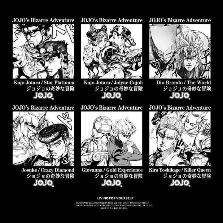 เสื้อยืด-sorajo-jotaro-kira-yoshikage-ภาพเคลื่อนไหวร่วมกันอุปกรณ์ต่อพ่วง-jojos-bizarre-adventure-เสื้อยืดชายน้ำแขนสั้น