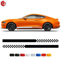 2ชิ้นตาหมากรุกกีฬาแข่งลายสติกเกอร์สำหรับฟอร์ดมัสแตง S550 GT350 GT500 2015-2022ประตูด้านข้างโยกแผงลาย D Ecals