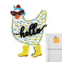 【lz】№▣  Frango Ímã De Geladeira Diversão Animal Adesivos Decoração De Cozinha Ímãs De Madeira Rústico Quinta Casa