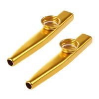 2X Metal Kazoo Flute Mouth Music Instrument Harmonica Practical Golden