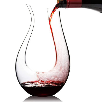 GF 1.5L ไวน์ใสขวดเหล้าคริสตัลปราศจากสารตะกั่วแก้วไวน์แดง Carafe U-Shaped Design ขวดเหล้าแก้ว