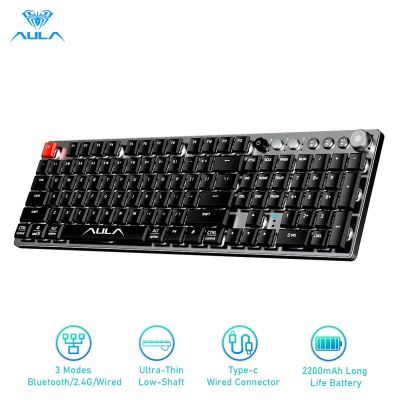 AULA F2090 Wireless Mechanical Keyboard Ultra Thin 104 Keys LED Backlit Bluetooth Gaming Keyboard for Mac PC Windows Laptop Basic Keyboards