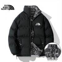 North Face เสื้อคลุมผ้าฝ้ายคู่ฤดูหนาวของผู้ชายกีฬาลำลองนักเรียนสองด้านที่ใส่บวกกำมะหยี่หนาเสื้อคลุมผ้าฝ้าย