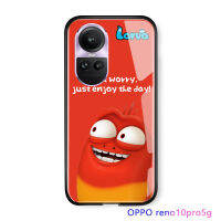 Serpens เคส OPPO Reno10 Pro 5G,3D การ์ตูนตลกสุดหรูสำหรับเด็กผู้หญิงตัวอ่อนเกาหลีเคสเคสกระจกเทมเปอร์สีแดงสีชมพู