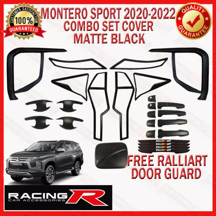 ใหม่ทั้งหมด-montero-sport-2020ถึง2023-glx-ฝาครอบ-garnish-combo-set-matte-black-ฟรี-ralliart-door-guard-2021