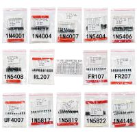 240pcs Fast Switching Schottky Diode Assorted ชุด 1N4001 1N4004 1N4007 1N5408 UF4007 FR207 1N5817 1N5819 1N5822 1N4148 RL207