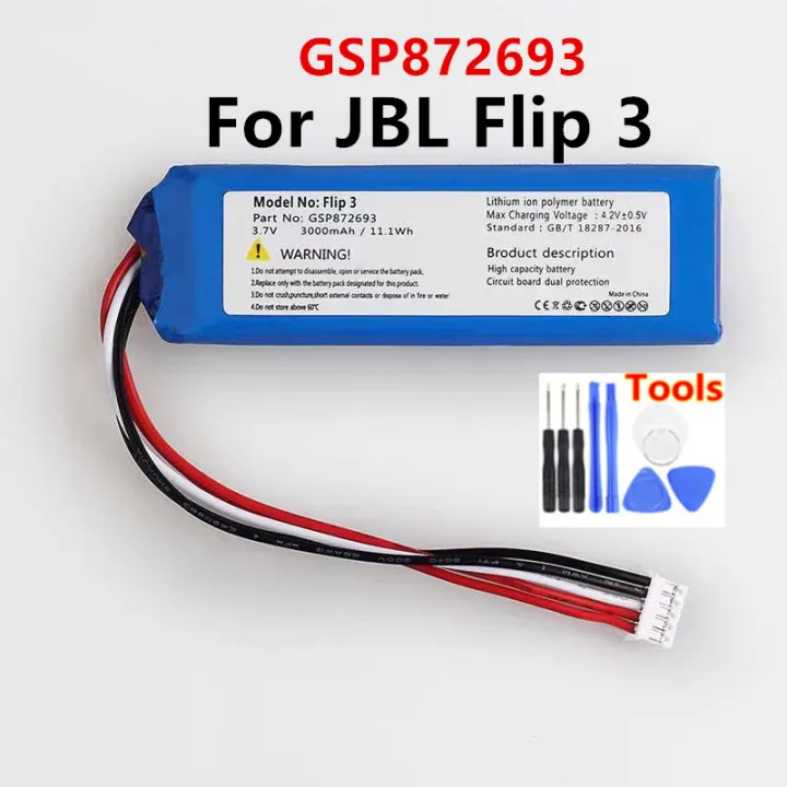 Original GSP872693 P763098 03 3000mAh Replacement JBL Flip 3 Flip3 Gray