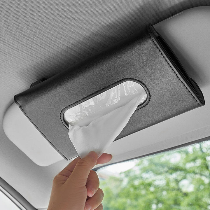 pangxc-ที่วางผ้าขนหนูกระดาษในรถยนต์ประหยัดพื้นที่-tempat-tisu-kotak-mobil-tempat-tisu-mobil-สองวัตถุประสงค์สำหรับบ้านและยานพาหนะวัสดุหนังเทียมใช้เก็บเนื้อเยื่อของคุณมีประโยชน์ในขณะขับรถเหมาะกับที่บังร