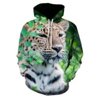 Sudadera con capucha de leopardo para hombre y mujer, Jersey holgado con estampado 3D, estilo Hip Hop, Harajuku, de gran tamaño