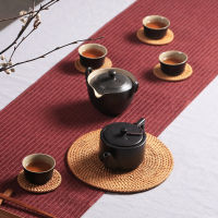 Handmade Straw Rattan Weave Drink Coaster Set For Kungfu Tea Round Tableware Table Placemat Dish Coffee Cup Mat Pad Creative