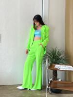 The SRT X7 Neon Bell Pants -  Neon Green (TPN100) กางเกงเอวสูงขายาวทรงขากระดิ่ง สีนีออน