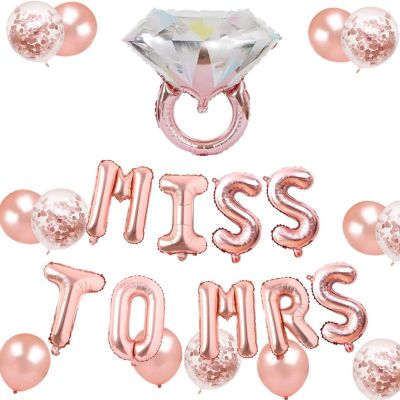 1set Rose Gold Bride to be Miss to mrs Letter Foil balloon Bridal Shower Hen Hens Wedding Party Decoration