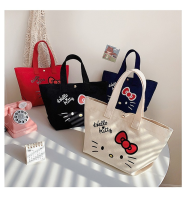 【cw】Hello Cartoon Cosmetic Bag Fresh Canvas Portable Mommy Bag Lunch Childrens Snack Storage Case Purse for Girls Kawaii