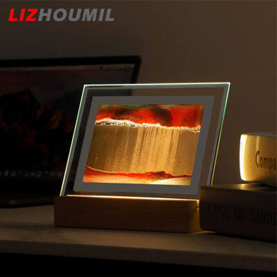 LIZHOUMIL นาฬิกาทรายแก้ว3d,นาฬิกาทรายไฟ Led กลางคืนไฟสร้างสรรค์ทรายดูดโคมไฟแสงตั้งโต๊ะบรรยากาศสำหรับตกแต่งบ้าน