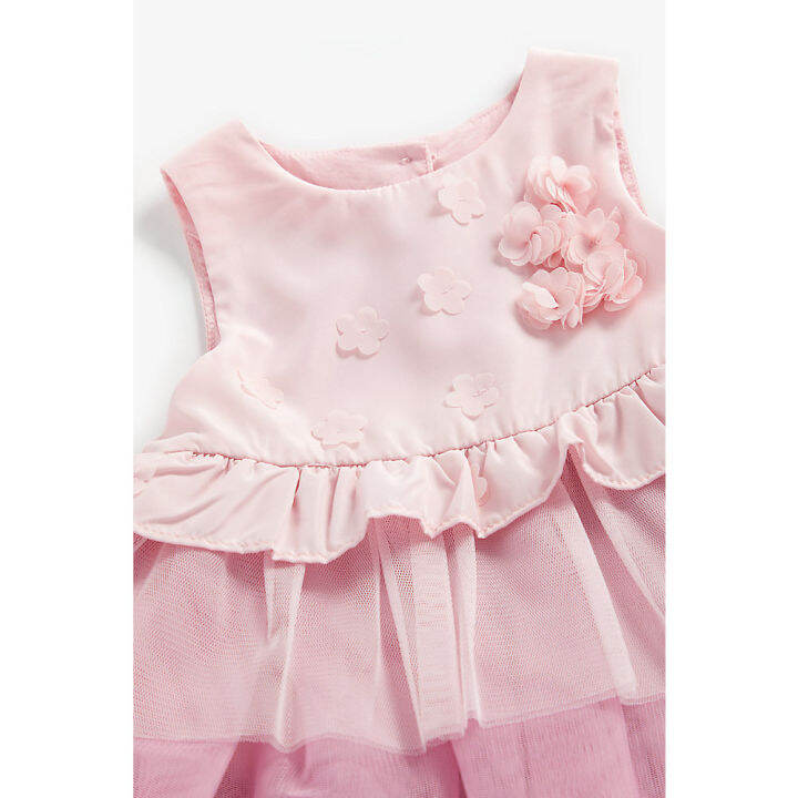 ชุดเดรสเด็กผู้หญิง-mothercare-ombre-pink-tulle-dress-with-corsage-flowers-zc784