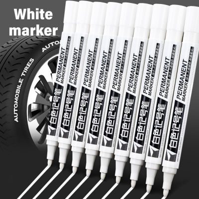 【Free Shipping】ปากกากราฟฟิตีปากกาเขียนยางรถสีขาวมันเยิ้มแบบถาวรปากกามาร์กเกอร์เรืองแสงกันน้ำอุปกรณ์วาดภาพสมุดโน้ต