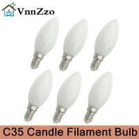 7W Retro LED Candle Filament Bulb C35 Frosted Light Bulb E12 E14 Dimmable Edison Screw Light Lamp Chandelier Warm White