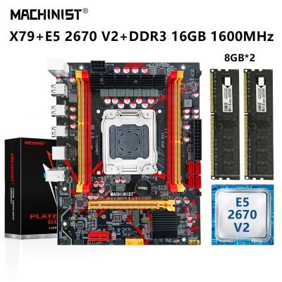 MACHINIST X79 Motherboard Combo Kit LGA 2011 Support DDR3 ECC 2*8GB=16GB Ram Memory Xeon E5 2670 V2 CPU Processor NVME M.2 RS7