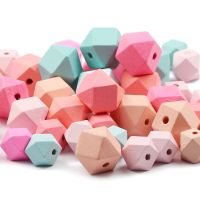 JHNBY 9pcs Mixed Color Wood Spacer Beads 15/20MM Octagonal Geometric Faceted Wooden Beads For Jewelry Making DIY Necklace toys Traps  Drains